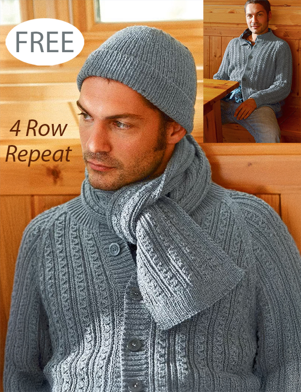 Free Man’s Jacket, Scarf, and Hat Set Knitting Pattern